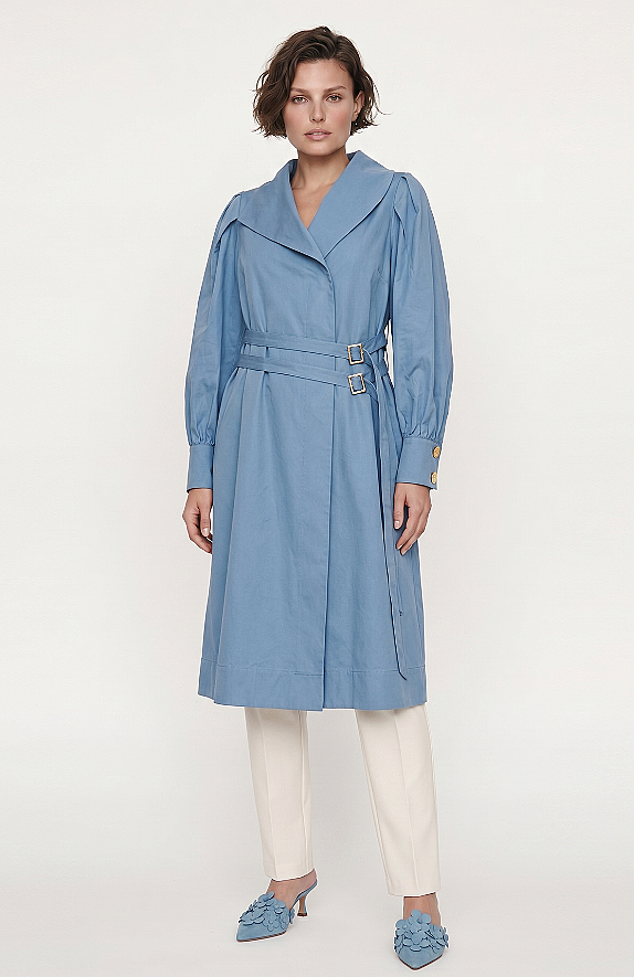 Noi Koton Önden Kemerli D Tokalı Şal Yaka Ceket MAVİ