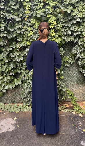 Noi Krep Jarse A Form Elbise LACİVERT - 3