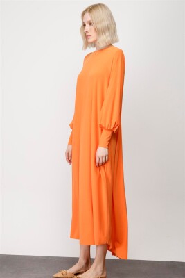 Noi Krep Jarse Boyuna Crush A Form Elbise ORANGE - 2