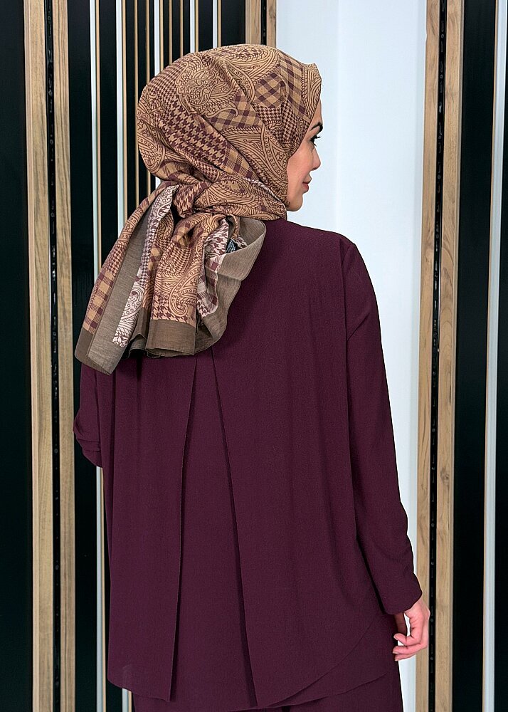 Noİ Krep Önden Yırtmaçlı Bluz BORDO - 4