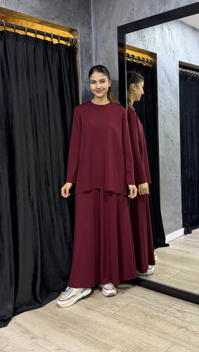 Noi Modal Geniş Paça Pantolonetek BORDO