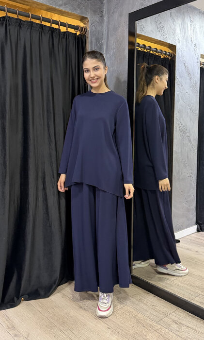 Noi Modal Geniş Paça Pantolonetek LACİVERT - 1