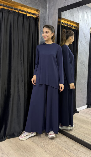 Noi Modal Geniş Paça Pantolonetek LACİVERT - 3