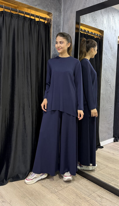 Noi Modal Geniş Paça Pantolonetek LACİVERT - 3