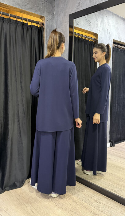 Noi Modal Geniş Paça Pantolonetek LACİVERT - 5