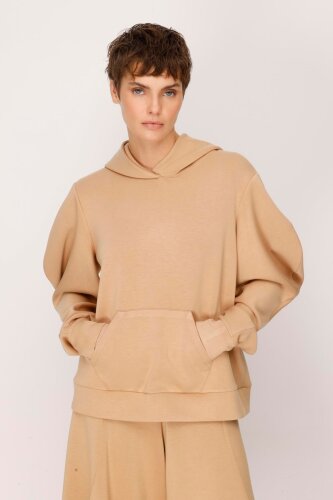 Noi Modal Kapsonlu Sweatshirt CAMEL - 1