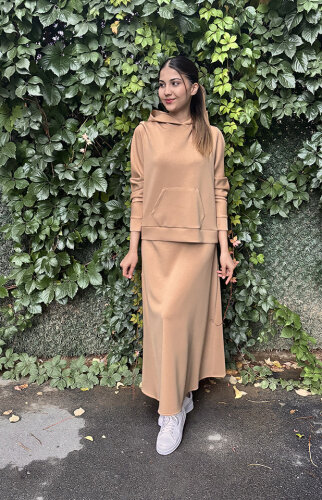 Noi Modal Kapsonlu Sweatshirt CAMEL - 4
