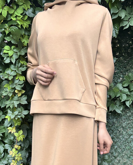 Noi Modal Kapsonlu Sweatshirt CAMEL - 2