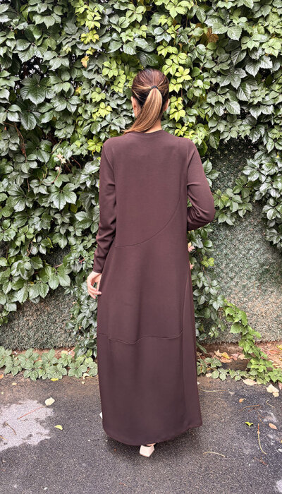 Noi Modal Karışık Yuvarlak Kuplu Elbise KAHVERENGİ - 4