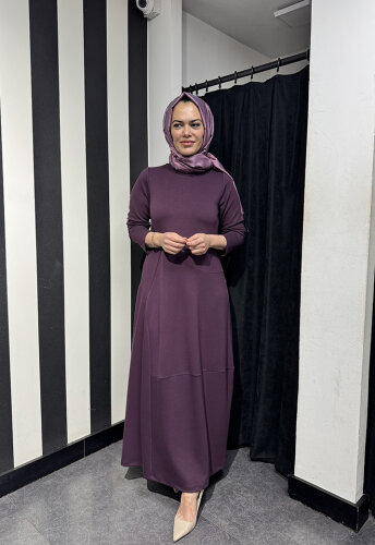 Noi Modal Karışık Yuvarlak Kuplu Elbise MÜRDÜM - 2