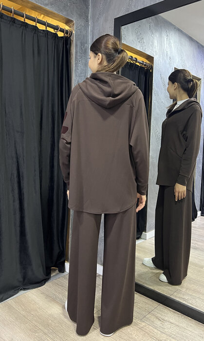 Noi Modal Kemerli Bol Paça Pantolon KAHVE - 2