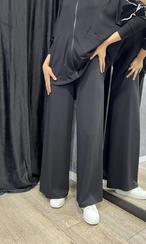 Noi Modal Kemerli Bol Paça Pantolon SİYAH