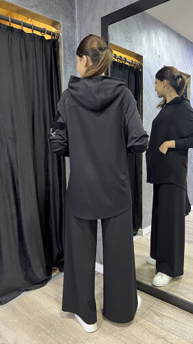 Noi Modal Kemerli Bol Paça Pantolon SİYAH - 3