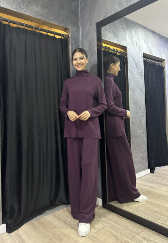 Noİ Modal Tam Balıkçı Yaka Uzun Kollu Bluz MÜRDÜM