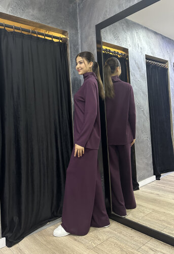 Noİ Modal Tam Balıkçı Yaka Uzun Kollu Bluz MÜRDÜM - 3