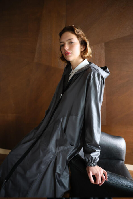 Noi Paraşüt Yanları Kulaklı Önden Cepli Yağmurluk ANTRASİT - 2