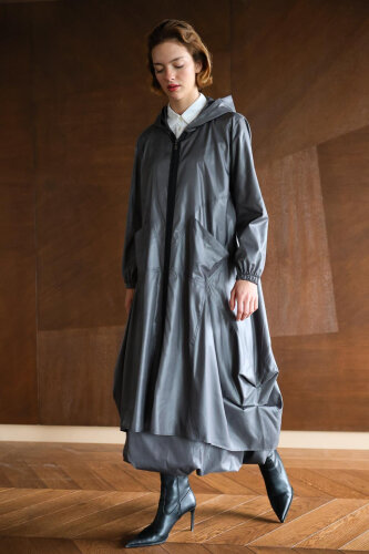 Noi Paraşüt Yanları Kulaklı Önden Cepli Yağmurluk ANTRASİT - 5