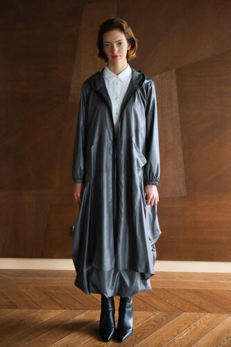 Noi Paraşüt Yanları Kulaklı Önden Cepli Yağmurluk ANTRASİT - 1