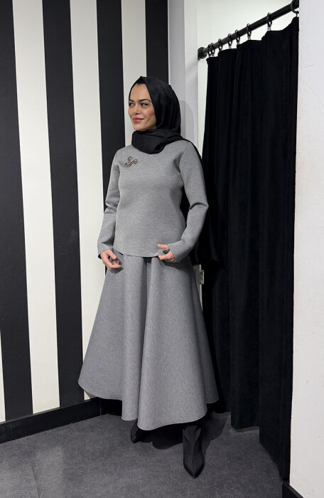 Noi Puf Scuba Evaze Etek GRİ - 1