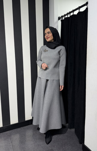 Noi Puf Scuba Evaze Etek GRİ - 3