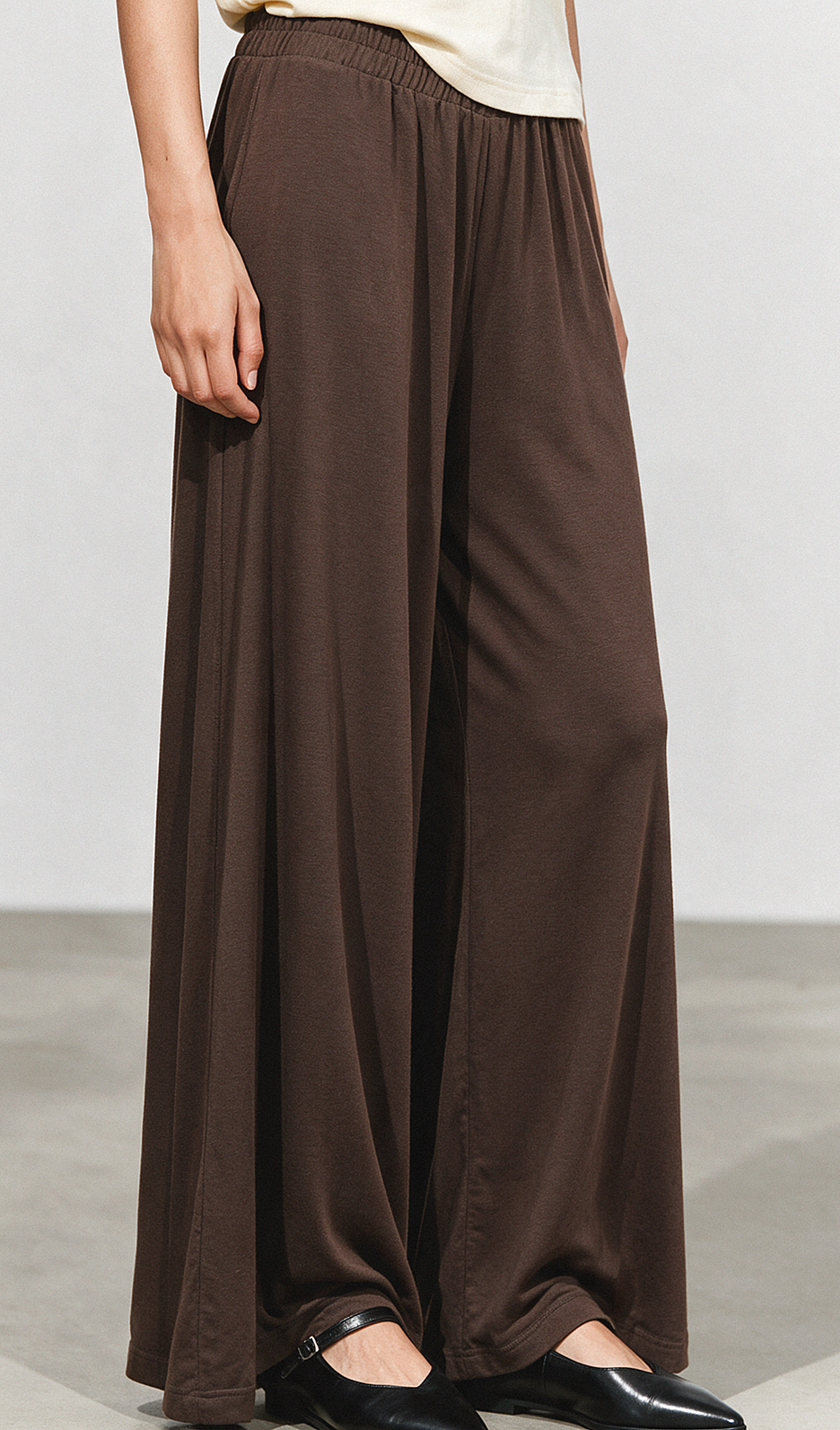 Noi Rayon Geniş Paça Pantolonetek KAHVE - 1