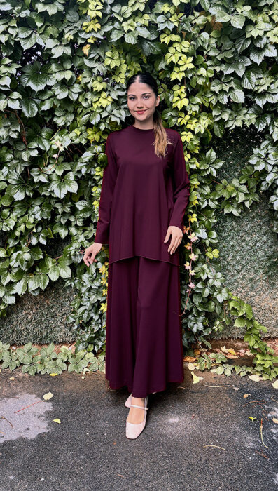 Noi Rayon Modal Geniş Paça Pantolon Etek BORDO - 1