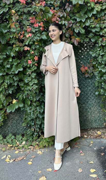 Noi Scuba Arkası Kemerli Ceket BEJ - 2