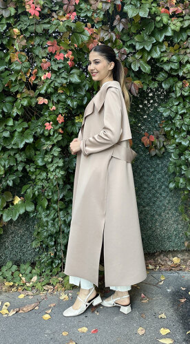 Noi Scuba Arkası Kemerli Ceket BEJ - 3