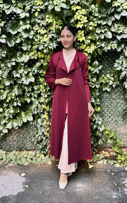 Noi Scuba Arkası Kemerli Ceket BORDO - 2