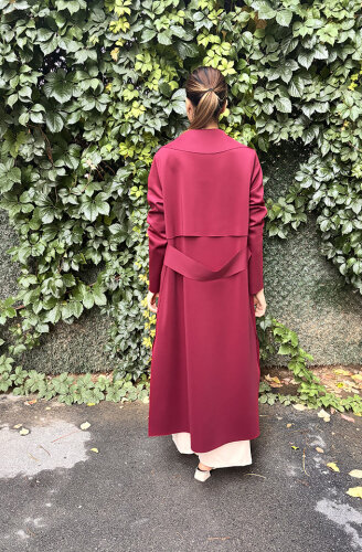 Noi Scuba Arkası Kemerli Ceket BORDO - 4