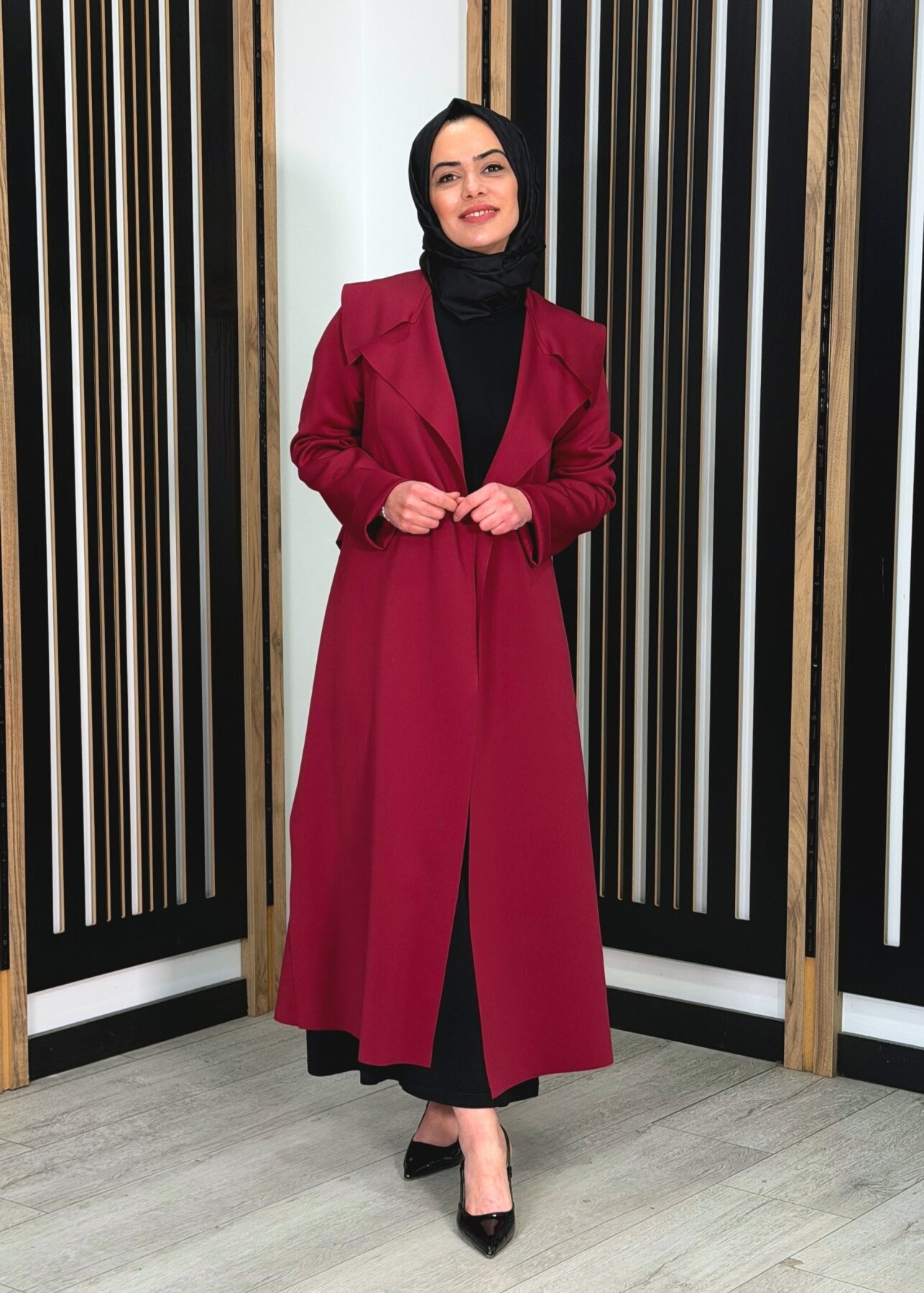 Noİ Scuba Arkası Kemerli Ceket BORDO - 1