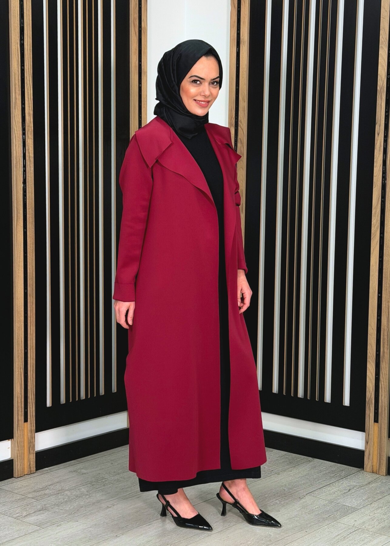 Noİ Scuba Arkası Kemerli Ceket BORDO - 2