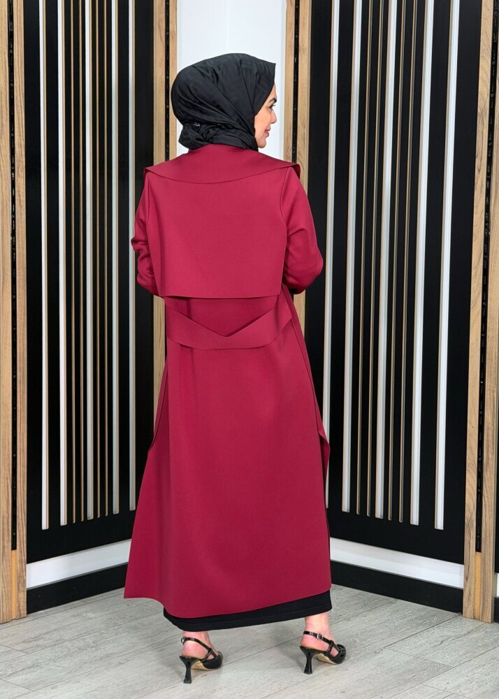 Noİ Scuba Arkası Kemerli Ceket BORDO - 4