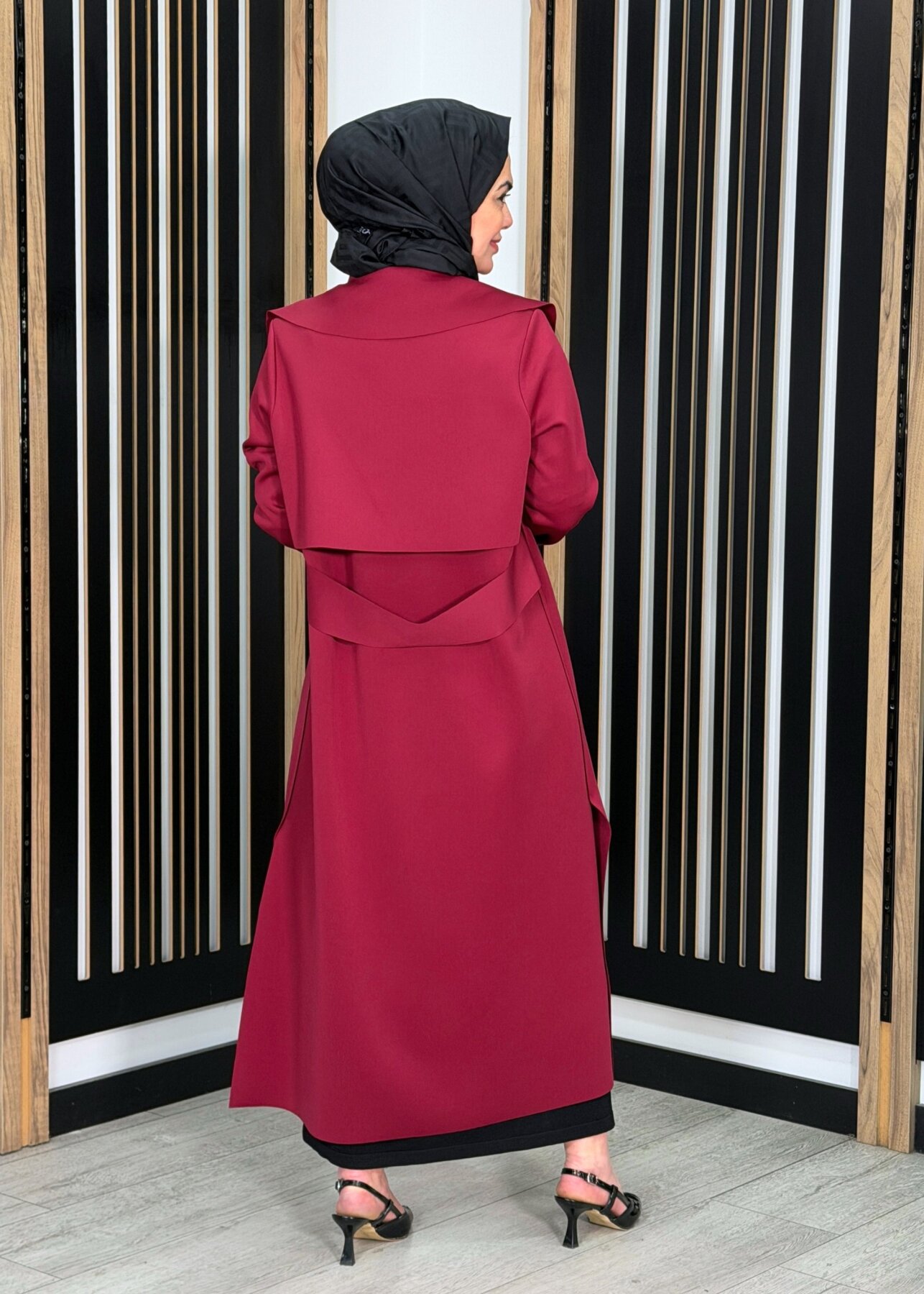 Noİ Scuba Arkası Kemerli Ceket BORDO - 4