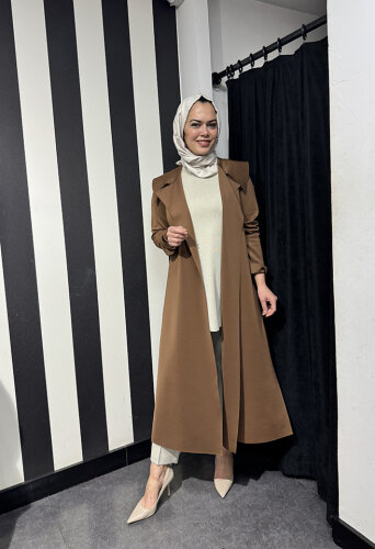 Noi Scuba Arkası Kemerli Ceket KAHVERENGİ - 2