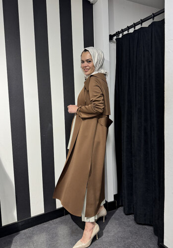 Noi Scuba Arkası Kemerli Ceket KAHVERENGİ - 3