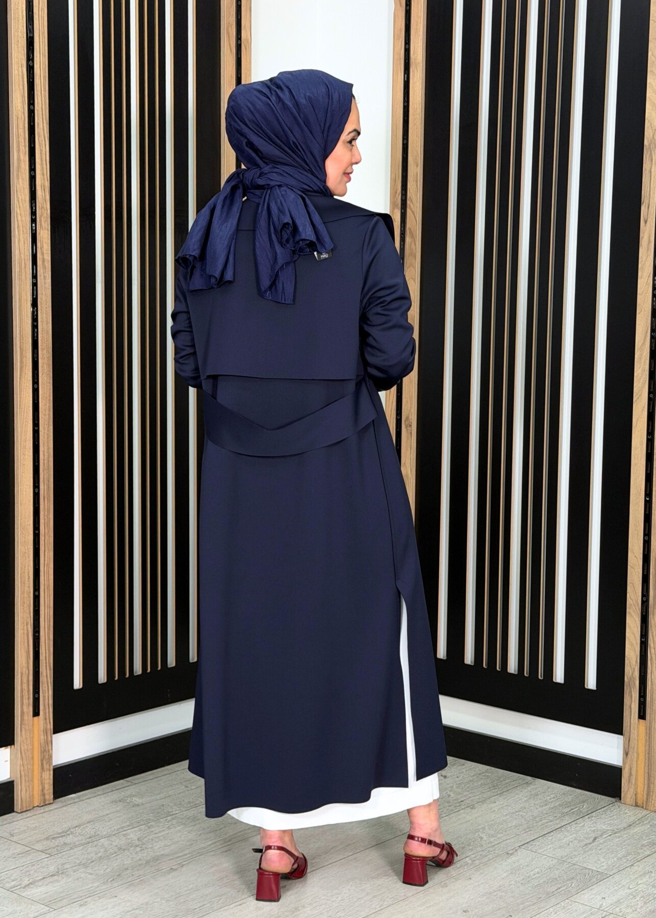 Noİ Scuba Arkası Kemerli Ceket LACİVERT - 4