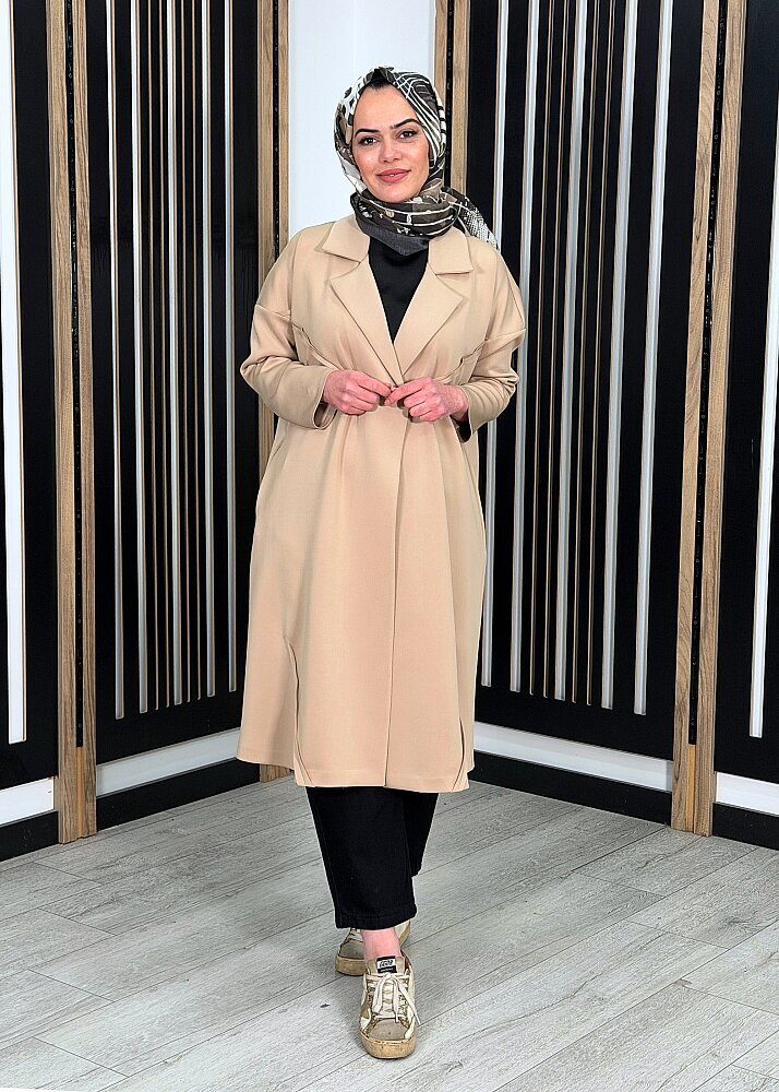 Noİ Scuba Dağınık Üstten Dikişli Reglan Kol Ceket BEJ - 2