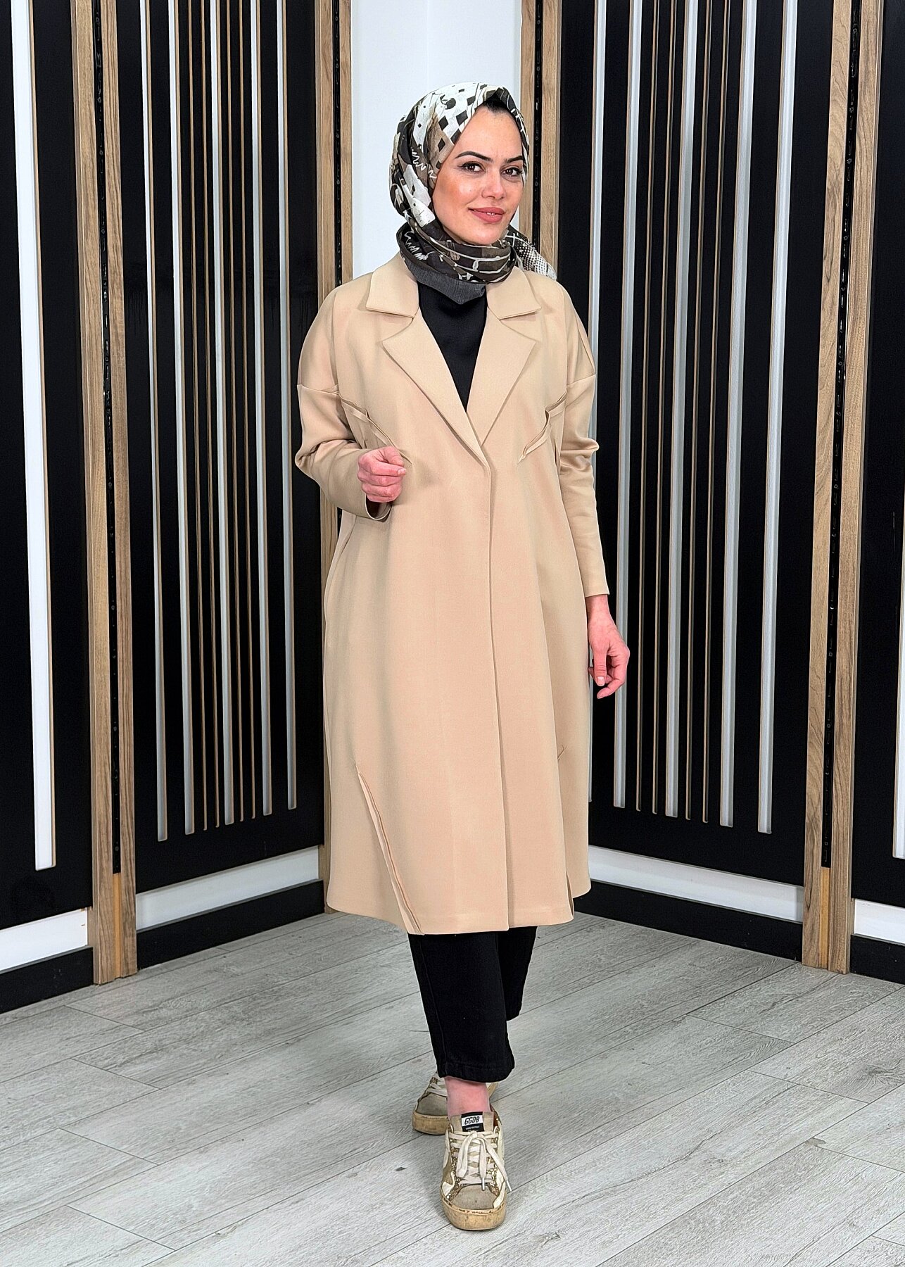 Noİ Scuba Dağınık Üstten Dikişli Reglan Kol Ceket BEJ - 3