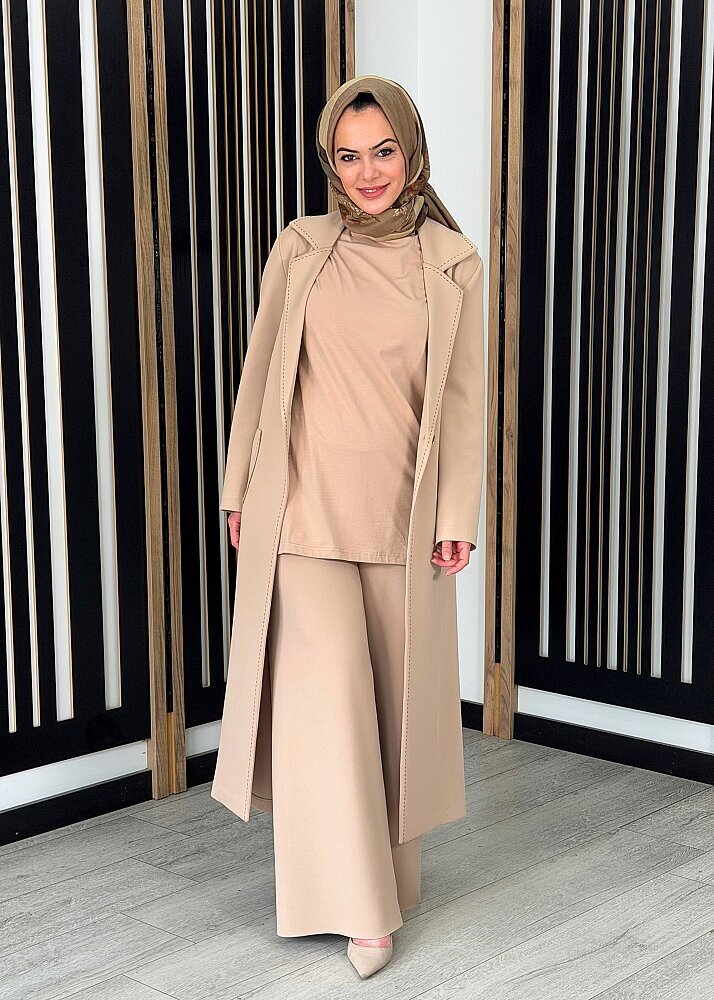 Noi Scuba Geniş Paça Pantolon BEJ