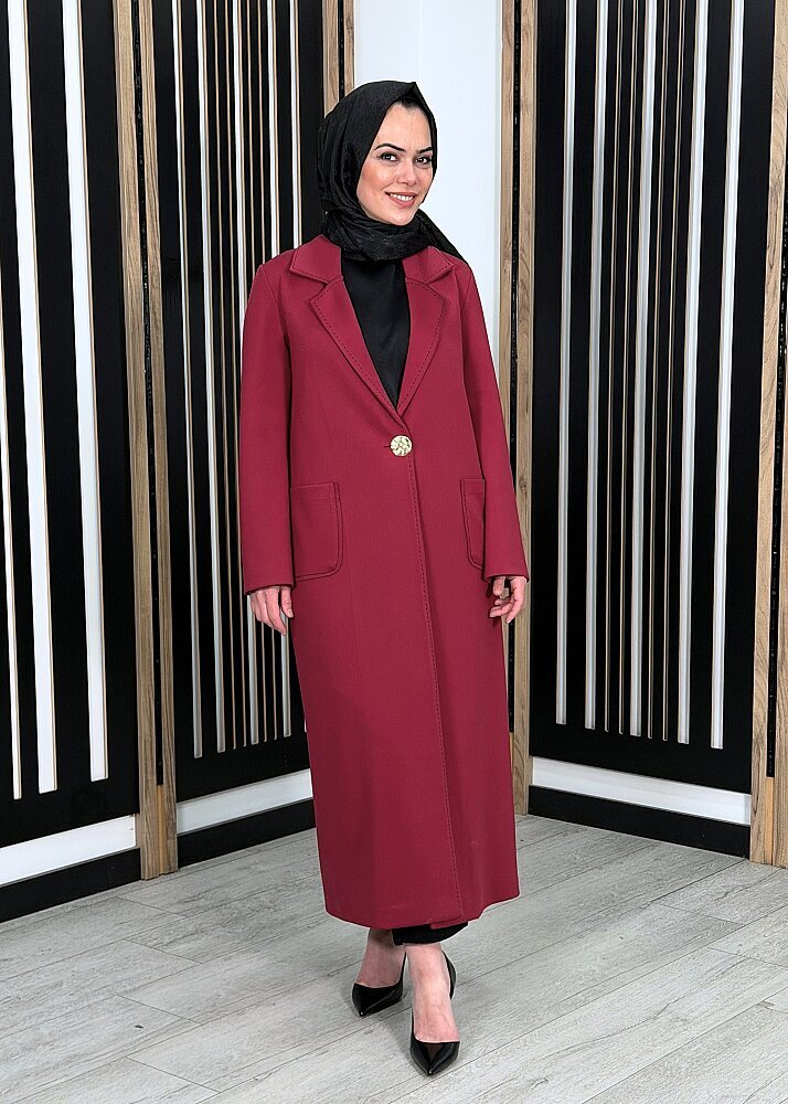 Noİ Scuba Punto Dikişli Uzun Blazer Ceket BORDO - 3