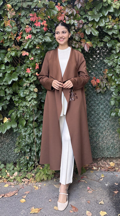 Noi Scuba Şal Yaka Floglu Ceket KAHVERENGİ - 1