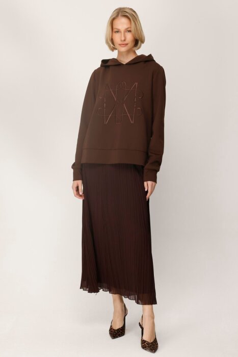 Noi Şifon Kroşki Plise Etek KAHVERENGİ - 2