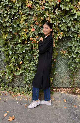 Noi Süet Belden Kesikli Uzun Blazer Ceket SİYAH - 3