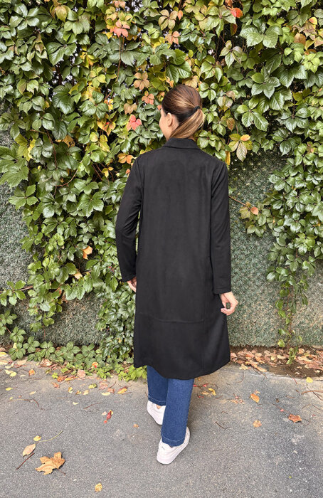 Noi Süet Belden Kesikli Uzun Blazer Ceket SİYAH - 4