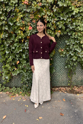 Noi Triko Angora İki Cepli Kısa Hırka MÜRDÜM - NOİ