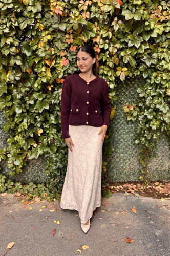 Noi Triko Angora İki Cepli Kısa Hırka MÜRDÜM - 2