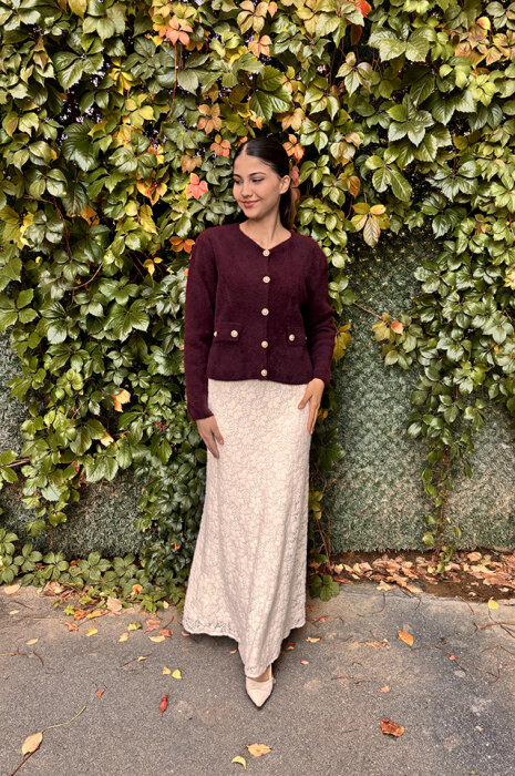 Noi Triko Angora İki Cepli Kısa Hırka MÜRDÜM - 2