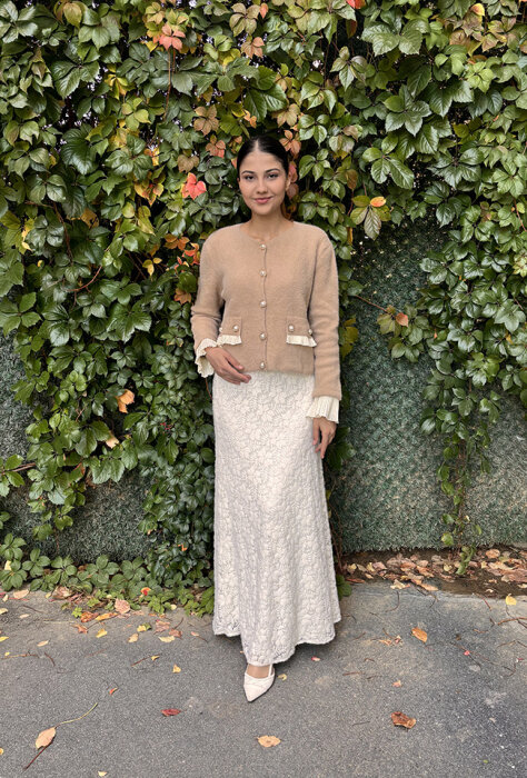 Noi Triko Angora Kol Ve Cepleri Pliseli Kısa Hırka CAMEL - 2