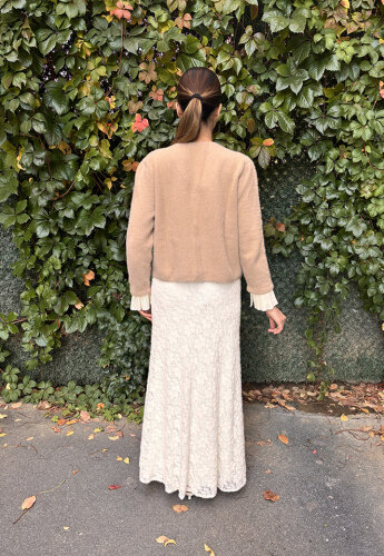 Noi Triko Angora Kol Ve Cepleri Pliseli Kısa Hırka CAMEL - 3